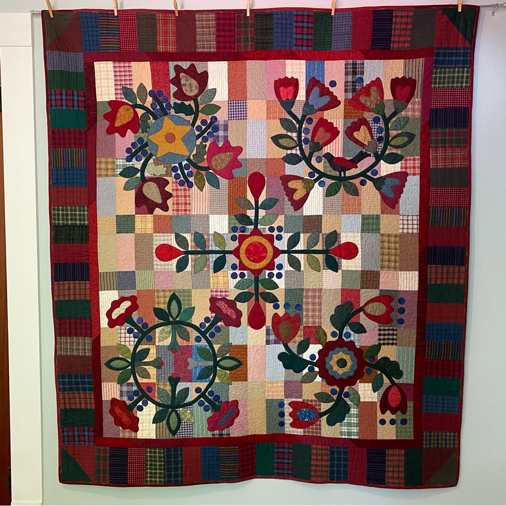 Handcrafted Floral Patchwork Quilt - Multicolor